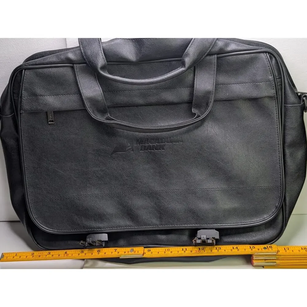 Macatawa Bank LEEDS Laptop Briefcase Business Bag Black Portfolio Messenger